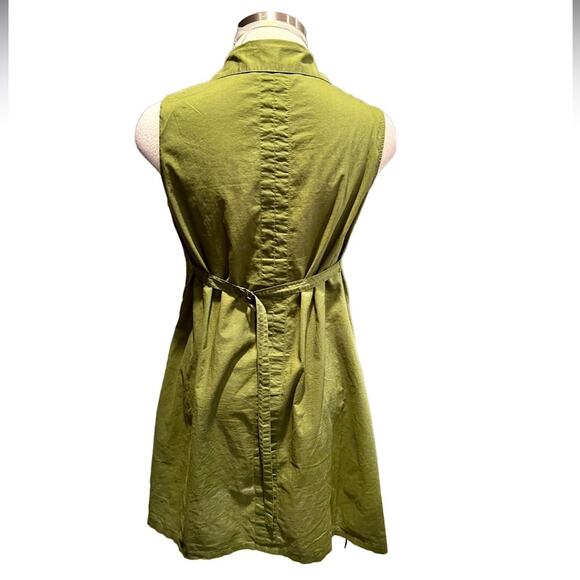 Norma Kamali Button Front Tunic Top Size Green Cotton Sleeveless Size XS - Picture 4 of 7